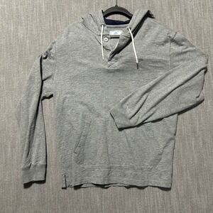 Southern Tide Mens Hoodie L Grey Cotton Henley Pullover Skipjack Logo Heathered